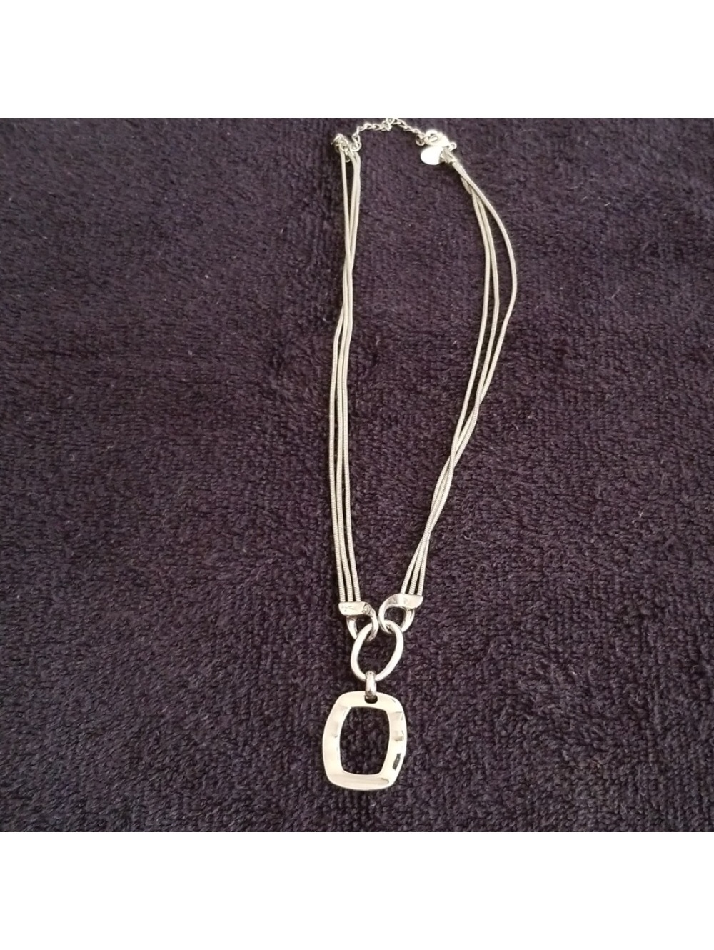 Lia Sophia Silver-Tone Three-Chain Necklace with Open Geometric Pendant